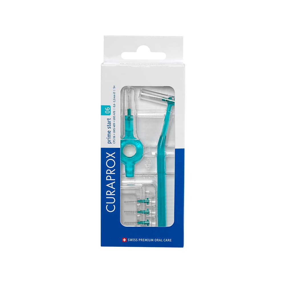 Curaprox CPS 06 Prime Interdental Brush Set, 0.6-2.2mm, Blue, with 5 Replacement Heads - Curaprox CPS 06 Prime Interdental Brush Set, 0.6 - 2.2mm, Blue, Includes: - Image 1