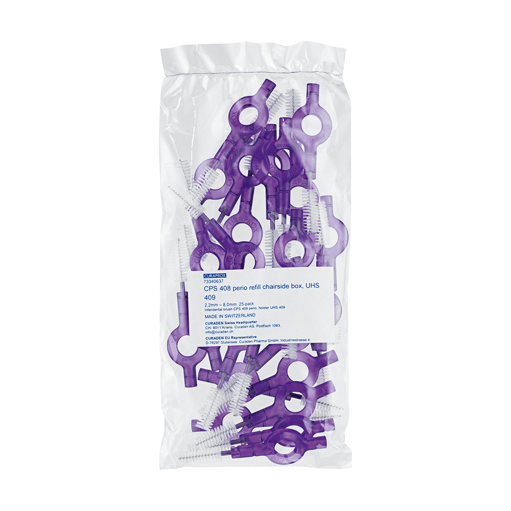 Curaprox CPS 408 Perio Interdental Brush Refill, 0.8mm Access, 4.5mm Cleaning Diameter, 25/Pk - Curaprox CPS 408 Perio Interdental Brush Refill, 25/Pk - Image 1