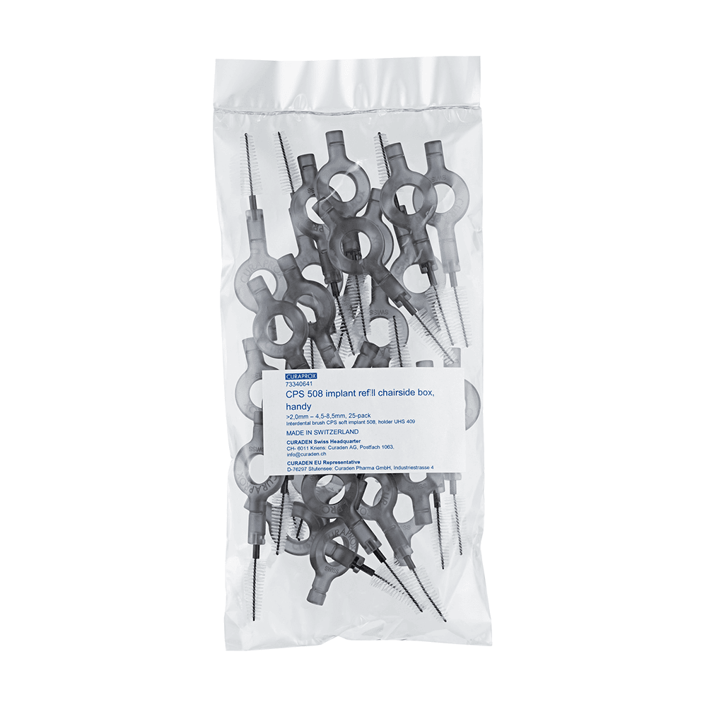 Curaprox CPS 508 Soft Implant Interdental Brush Refill, 0.8mm Access, 3.2mm Cleaning Diameter, 25/Pk - Curaprox CPS 508 Soft Implant Interdental Brush Refill, 25/Pk - Image 1