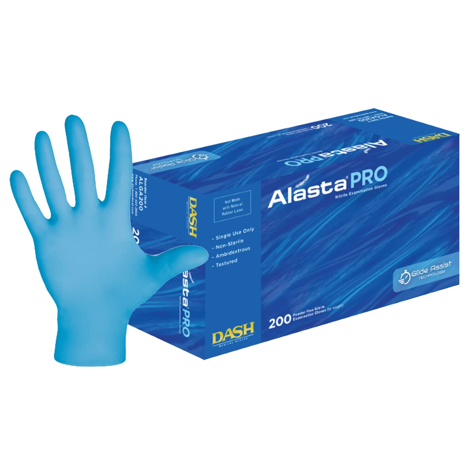 AlastaPro Nitrile Powder-Free Exam Gloves, Small, Blue, 200/Box - AlastaPro Nitrile Powder-Free Exam Gloves, Small, Blue, 200/Pk - Image 1