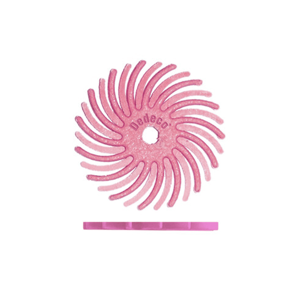 Dedeco Sunburst TC Pumice Radial Discs, 5/8", Fine, 600 Grit, Pink, 48/Pk - SUNBURST 5/8" TC Pumice Discs, Fine, 600 Grit, Pink, 48/Pk - Image 1