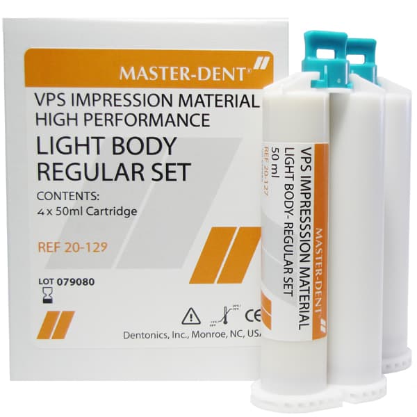 Master-Dent Light Body (Wash) Regular Set Vinyl Polysiloxane Impression Material, HP Cartridge Value Pack, 4 x 50 ml Cartridges - Master-Dent Light Body (wash) Regular Set Vinyl Polysiloxane HP Cartridge Value - Image 1