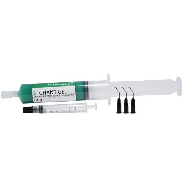 Master-Dent Green Etch Gel 37% Phosphoric Acid, 60g Syringe with 5 Empty 3ml Syringes and 20 Applicator Tips - Master-Dent Green Etch Gel 37% Phosphoric Acid, 60 gram Syringe, 5 Empty 3 ml - Image 1