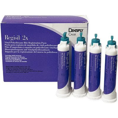 Regisil 2X VPS Bite Registration Paste, 4 x 50 mL HP Cartridges (Purple), with 12 Mixing Tips - Regisil 2X VPS Bite Registration Paste, 4 - 50 mL HP Cartridges (Purple) - Image 1