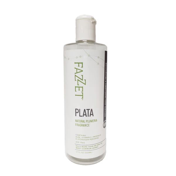 Fazzet Plata Hand Sanitizer Gel, Plumeria Fragrance, 70% Ethyl Alcohol, 17 oz Bottle - Fazzet Plata Hand Sanitizer Gel - Plumeria, 17oz Bottle, 70% Ehtyl Alcohol - Image 1