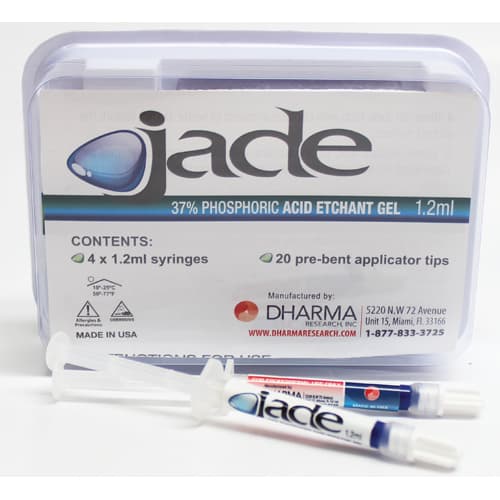 Dharma Research Jade Blue Etchant Gel Mini Kit, 37% Phosphoric Acid, 4 x 1.2ml Syringes & 20 Pre-Bent 23ga Blue Applicator Tips - Jade Blue Etchant Gel, Mini Kit: 4 x 1.2ml Syringes & 20 Pre-Bent 23ga Blue - Image 1