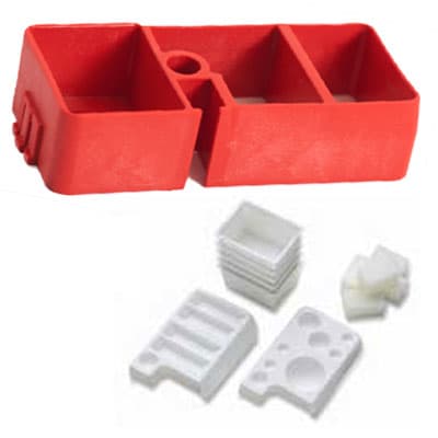 Directa PractiPal Multi Block Organizer, Red, with Inserts (5 each of Multi Dappen, MultiPoint, Waste Cups & Foam Insert) - PractiPal Multi Block - Red, Single Block Organizer with inserts. Includes 5 - Image 1