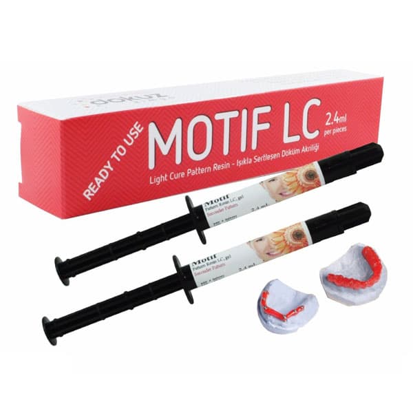 Motif LC Light-Cured Modeling Resin, Ready-to-Use Syringes, 2 x 2 ml, by Dokuz Kimya - Motif LC Light-Cured, Ready to Use 2 x 2 ml Syringes. Light cured material - Image 1