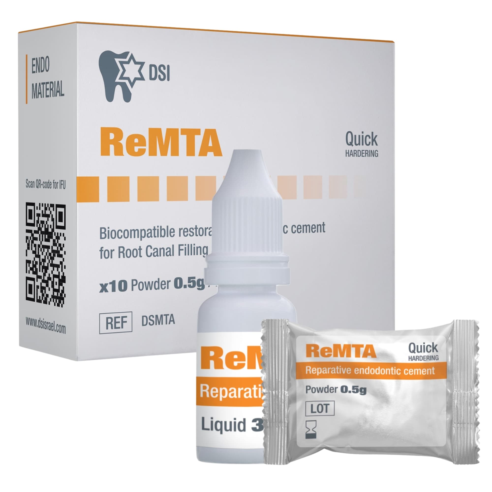 DSI ReMTA Bioceramic Cement Kit, 10 x 0.5g Powder Sachets & 1 x 3ml Liquid, 1/Pk - DSI ReMTA Bioceramic Cement, 10 x 0.5g Powder Sachets & 1 x 3ml Liquid, 1/Pk - Image 1