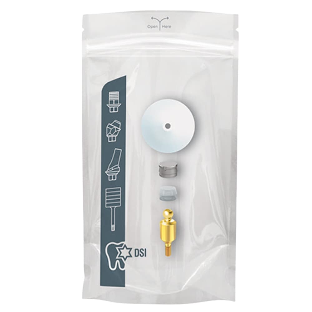 DSI Straight Titanium Ball Attachment Basic Set, 0.5mm Collar, Single Kit (Includes Abutment, Housing, Cap, Protective Disc) - DSI Straight Titanium Ball Attachment Basic Set, 0.5mm Collar, Single Kit. Includes: - Image 1