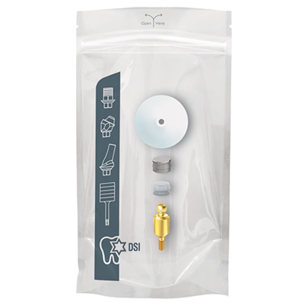 DSI Straight Titanium Ball Attachment Basic Set, 1.0mm Collar, Single Kit (Includes Abutment, Housing, Cap, Disc) - DSI Straight Titanium Ball Attachment Basic Set, 1.0mm Collar, Single Kit. Includes: - Image 1