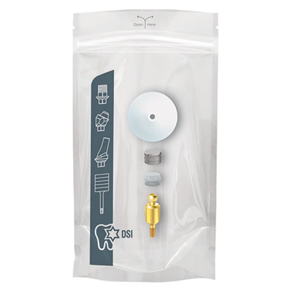 DSI Straight Titanium Ball Attachment Basic Set, 2.0mm Collar, Single Kit (Includes Abutment, Housing, Cap, Disc) - DSI Straight Titanium Ball Attachment Basic Set, 2.0mm Collar, Single Kit. Includes: - Image 1