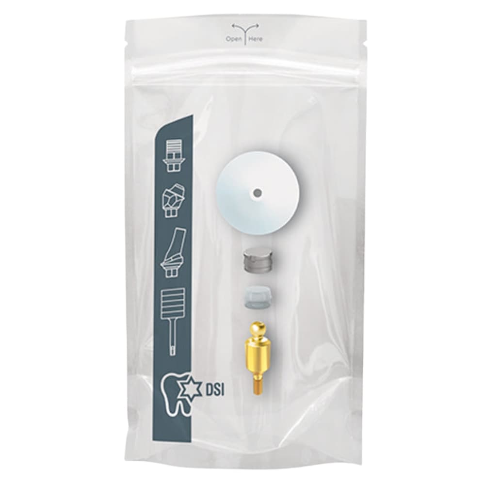 DSI Straight Titanium Ball Attachment Basic Set, 3.0mm Collar, Single Kit (Includes Abutment, Housing, Cap, Disc) - DSI Straight Titanium Ball Attachment Basic Set, 3.0mm Collar, Single Kit. Includes: - Image 1