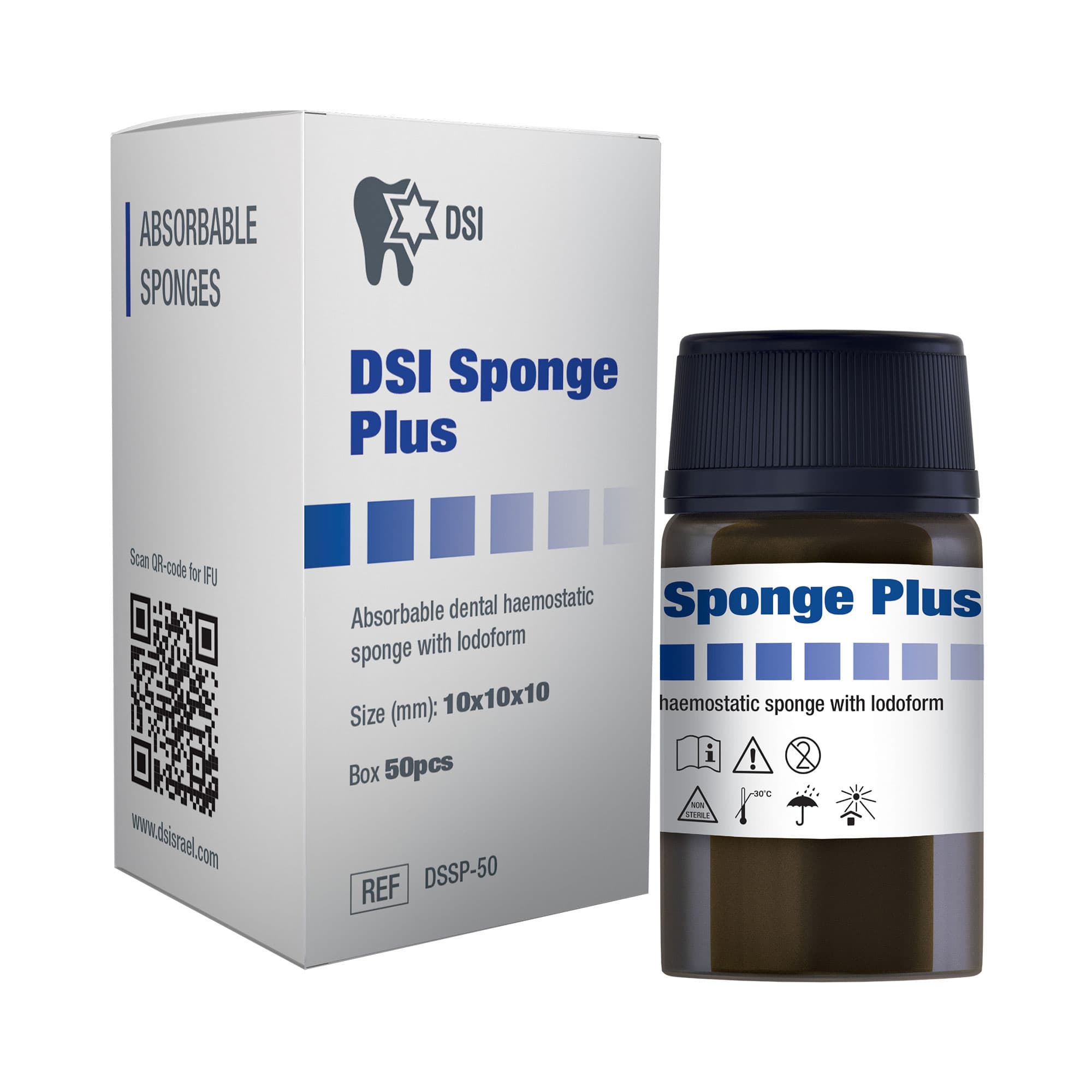 DSI Sponge Plus Collagen Hemostatic Sponge, 10mm x 10mm, 50/Pk - DSI Sponge Plus Collagen Hemostatic Sponge, 10mm x 10mm, 50/Pk - Image 1