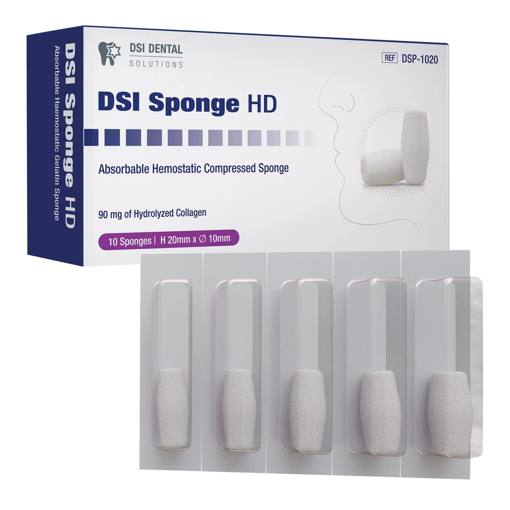 DSI Sponge HD Absorbable Hemostatic Compressed Sponge Plug, 20 x 10mm, 10/Pk - DSI Sponge HD Absorbable Hemostatic Compressed Sponge Plug, 20 x 10mm, 10/Pk - Image 1