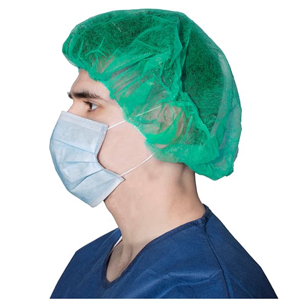 Dukal Bouffant Cap, 21 inch, Green, Accordion Style, 100/Bag - Dukal Bouffant Cap 21in., Green, Accordion Style, 100/Bag - Image 1