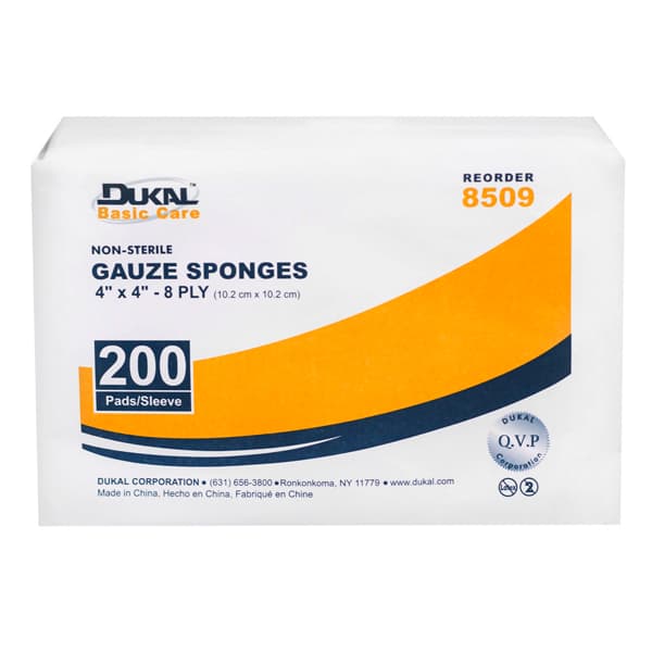 Dukal 4" x 4" 8-Ply Non-Sterile Cotton Gauze Sponge, Case of 4,000 - Dukal 4" x 4" 8-ply Non-Sterile Cotton Gauze Sponge, Case of 4,000 Sponges - Image 1