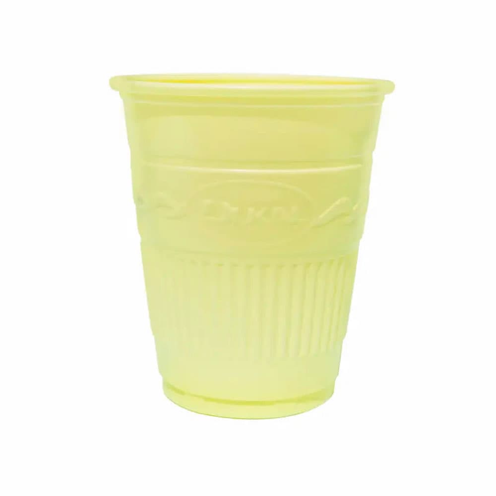UniPack Disposable Plastic Cups, 5 oz, Yellow, Rolled Edge and Ribbed, 1000/Case - UniPack Disposable Plastic Cups 5 oz. Yellow, 1000/Case. Rolled Edge and Ribbed - Image 1