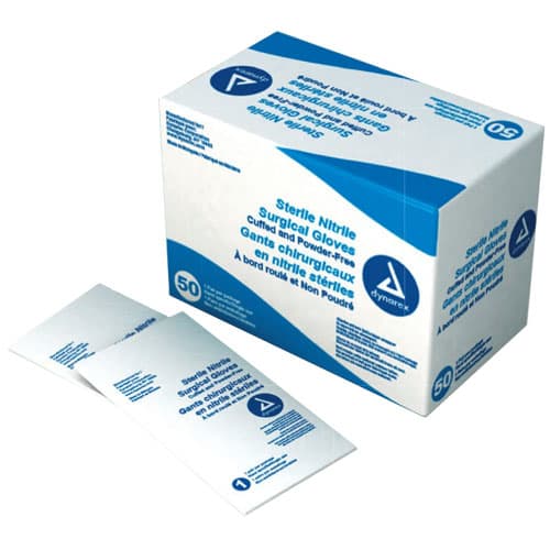 Dynarex Sterile Nitrile Surgical Gloves, Size 9, Powder-Free, Textured Fingertips, 50 Pairs/Box, 4 Boxes/Case, #6539 - Dynarex Sterile Nitrile Surgical Gloves - Size 9, 50 Pairs/Box, 4 Boxes/Case - Image 1