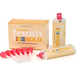 Exacta Fresh Bold VPS Impression Material, Medium Body Fast Set (3:00 min), 24 x 50ml Cartridges with 72 Mixing Tips - Fresh Bold Impression Material Bulk - Medium Body Fast Set (3:00 minutes). 24 - Image 1