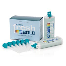 Exacta Fresh Bold Clear Bite Registration Material, Regular Set, Shore Hardness 61, 24 x 50 mL Cartridges with 72 Mixing Tips - Fresh Bold Clear Bite Registration Bulk Pack Regular Set, Shore hardness of 61 - Image 1