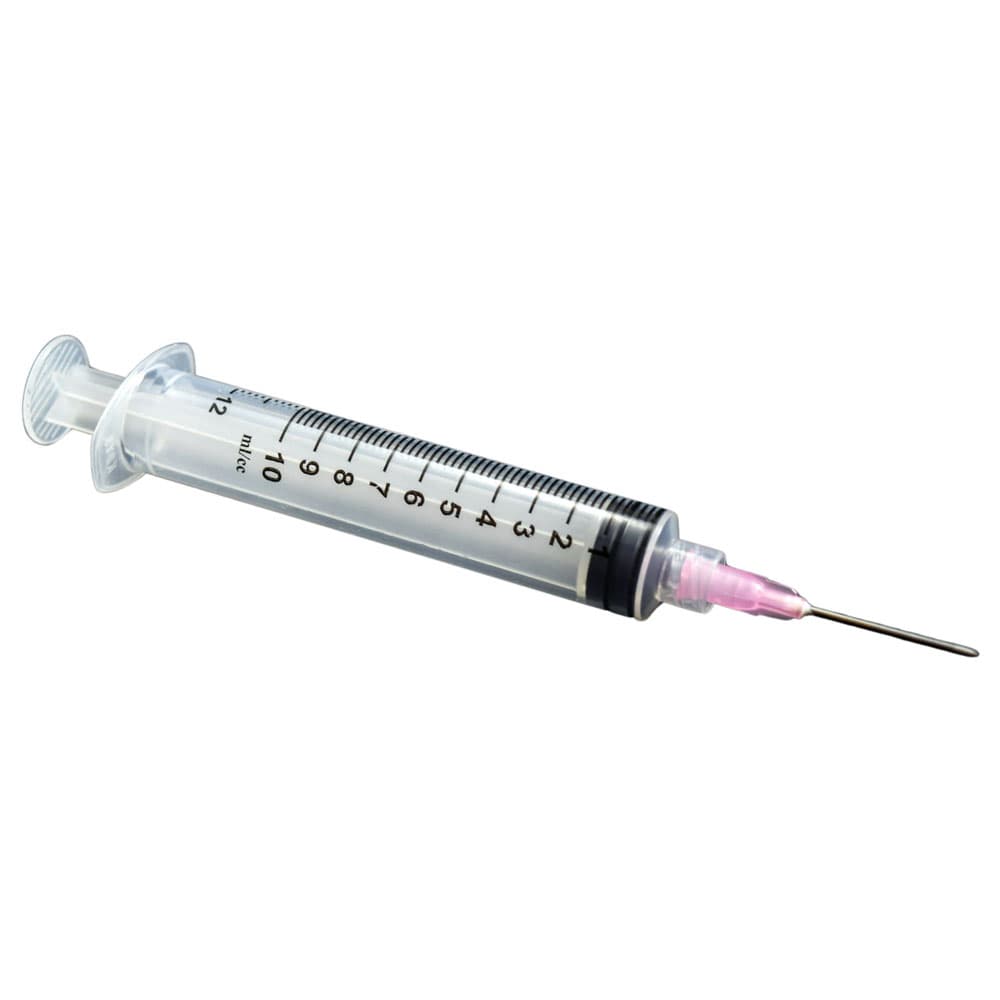 EXELINT International Syringe with Needle, Luer Lock, 10-12 cc, 18G x 1", 100/Box - EXELINT International Syringe with Needle, Luer Lock, 10-12 cc, 18G x 1", 100/Box - Image 1