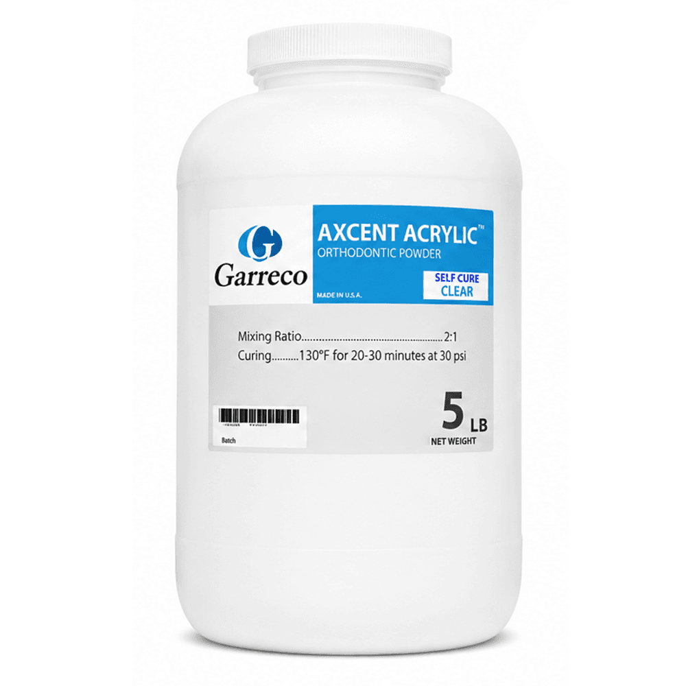 Garreco Self Cure Orthodontic Acrylic, Clear, 5 lb Jar, 1/Pk - Garreco Self Cure Orthodontic Acrylic, Clear, 5lb Jar, 1/Pk - Image 1
