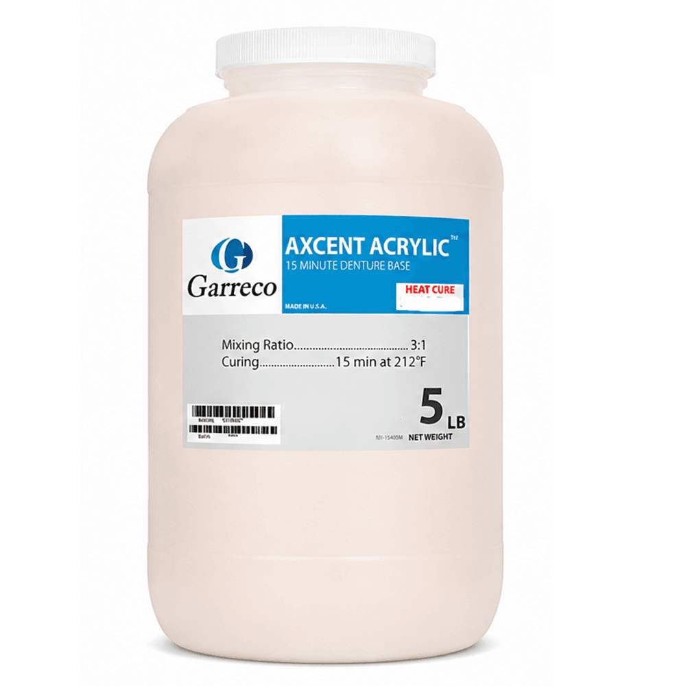Garreco Axcent Denture Base Heat-Cure Acrylic Resin Powder, Shade 99, 5 lb Jar, 1/Pk - Garreco Denture Base Heat-Cure Acrylic Resin, Shade 99, 5lb Jar, 1/Pk - Image 1