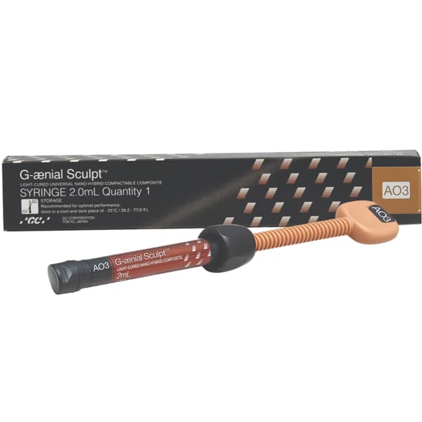 GC G-Aenial Sculpt Universal Composite Syringe, Shade AO3, 2ml, #009163 - G-Aenial Sculpt Syringe AO3 (2ml) - Image 1