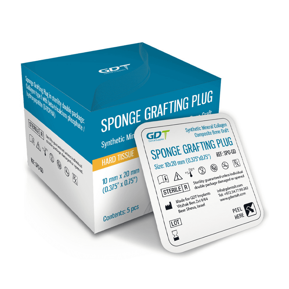 GDT AcrySponge Synthetic Collagen Grafting Plug, 10.0mm x 20.0mm, 5/Pk - GDT AcrySponge Ã10.0mm x 20.0mm Synthetic Collagen Grafting Plug, 5/Pk - Image 1