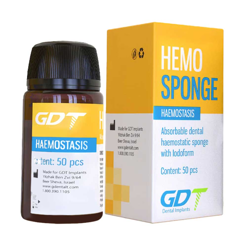 GDT Hemosponge Antiseptic Absorbable Collagen with Iodoform, Non-Sterile, 50/Pk - GDT Hemosponge Antiseptic Absorbable Collagen with Iodoform, Non-Sterile, 50/Pk - Image 1