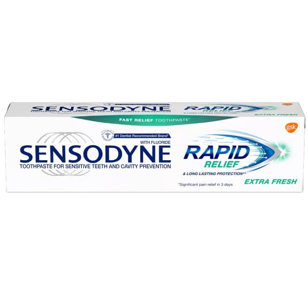 Sensodyne Rapid Relief Toothpaste, Extra Fresh, Stannous Fluoride, 3.4 oz Tubes, 12/Box - Sensodyne Rapid Relief Toothpaste, Extra Fresh, 12- 3.4 oz. Tubes. Unique - Image 1