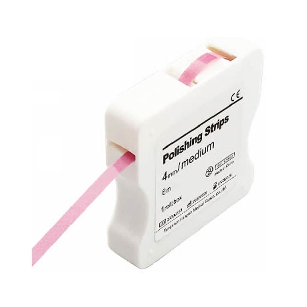 GooDent Finishing and Polishing Strips, Medium Grit, 6 m x 4 mm, Pink, Single Roll - GooDent Finishing and Polishing Strips, Medium Grit, 6 m x 4 mm, Pink, Single Roll - Image 1