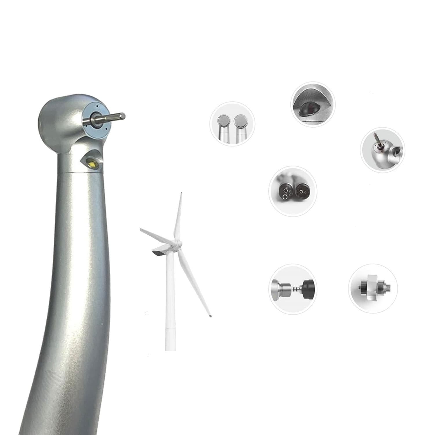 GooDent Premium High Speed LED Handpiece, Push Button, T-Head, Quick Coupling, Ceramic Bearing, 4-Hole, Triple Water Spray - GooDent Premium High Speed PB Handpiece LED T-Head w/ Quick Coupling. Ceramic - Image 1