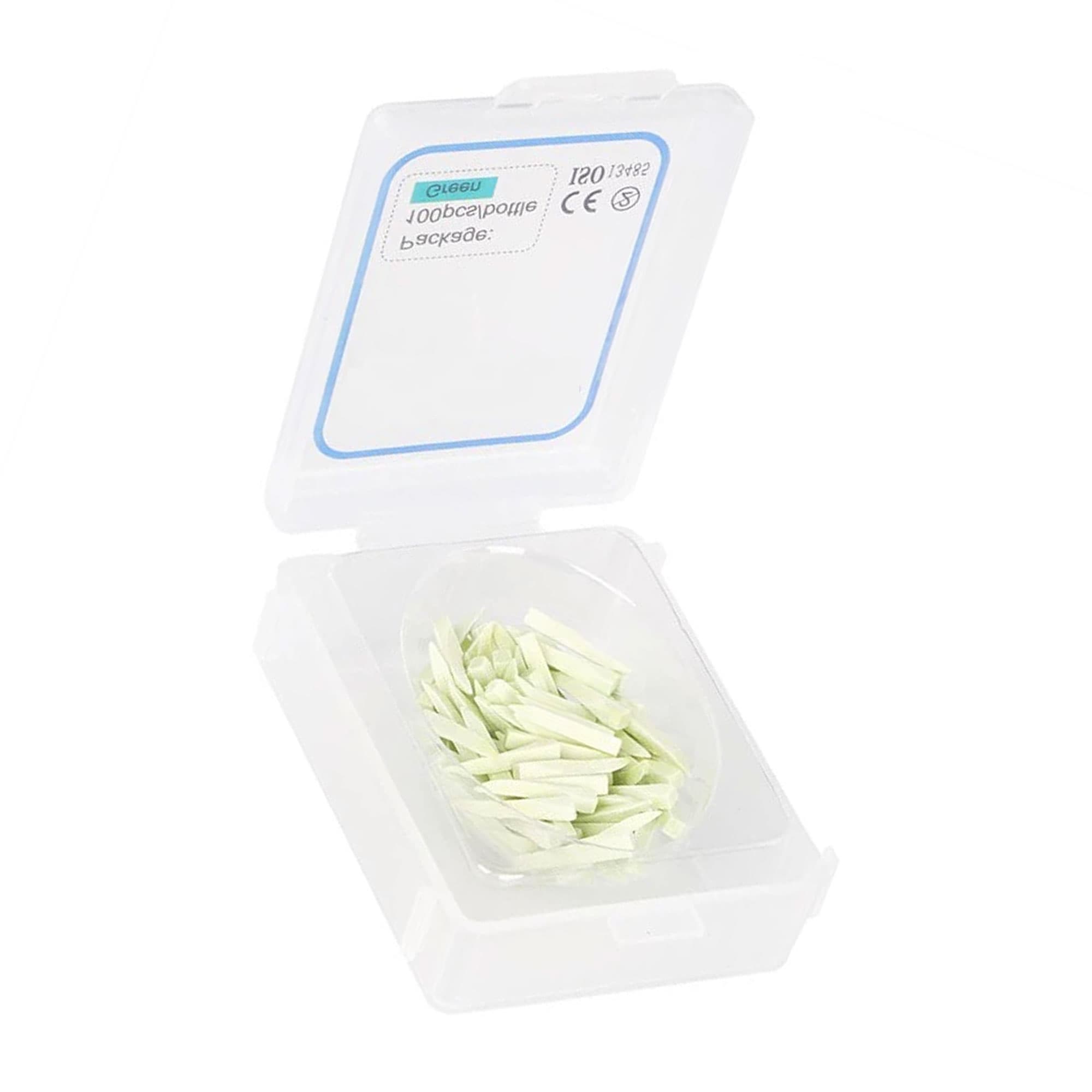 GooDent Wooden Wedges, Medium, Green, Anatomical, 100/Pk - GooDent Wooden Wedges, Medium, Green, Anatomical, 100/Pk - Image 1