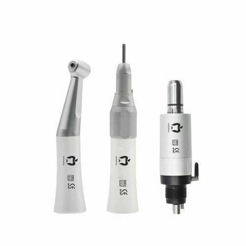 AppleDental FX Series Low Speed 20K Handpiece & Air Motor 3-Piece Set, 4-Hole/E-Type, Chrome Coated - AppleDental FX Series 20K Handpiece & Air Motor Set - Image 1