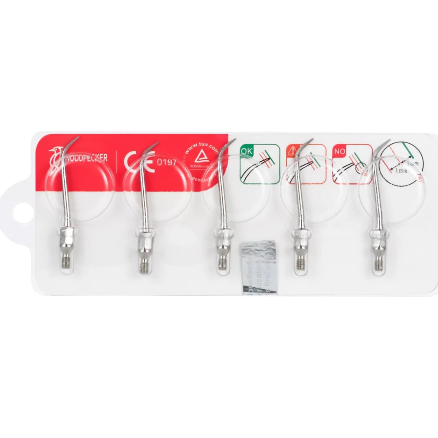 Woodpecker GK2 Sonic Scaler Tips, Heavy Supragingival Calculus, Stainless Steel, 5 Pcs/Set, 1/Pk - Woodpecker GK2 Scaler Tips, Heavy Supragingival Calculus, 5Pcs/Set, 1/Pk - Image 1
