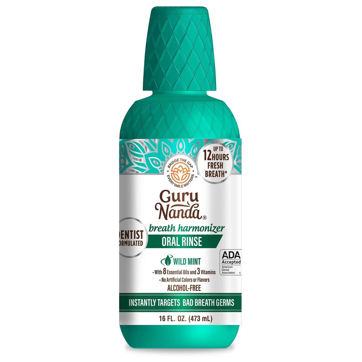 GuruNanda Breath Harmonizer Oral Rinse, Mint, 16 oz Bottle, 12/Case - GuruNanda Breath Harmonizer Oral Rinse, 16 Oz. Bottle, Mint, 12/Case - Image 1