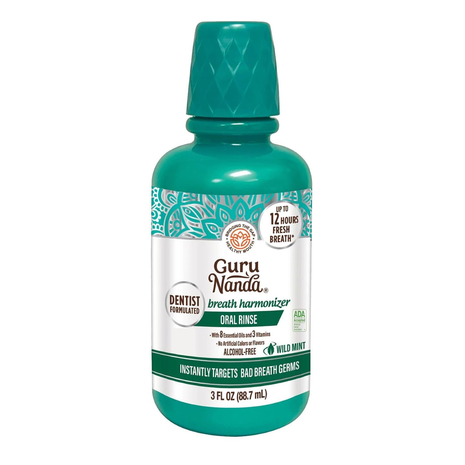 GuruNanda Breath Harmonizer Oral Rinse, Mint, 3 oz Bottle, 24/Case - GuruNanda Breath Harmonizer Oral Rinse, 3 Oz. Bottle, Mint, 24/Case - Image 1