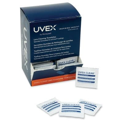 Uvex Clear Lens Cleansing Towelettes, Pre-moistened, 4-1/2" x 8", 100/Box - Uvex Clear Lens Cleansing Towelettes, 100/Bx. 4-1/2" x 8", Pre-moistened - Image 1
