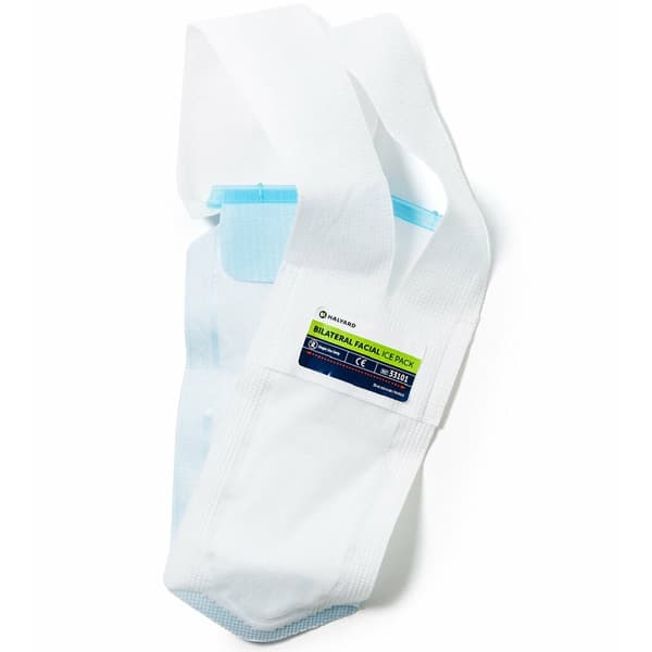 Halyard 5" x 12" Bi-Lateral Facial Ice Packs, Single Use, Latex-Free, 12 per Box, Case of 2 Boxes (24 Packs) with 2 Straps - Halyard 5" x 12" Bi-Lateral Facial Ice Packs Case of 2x 12/Bx, 1 Strap per Box, - Image 1