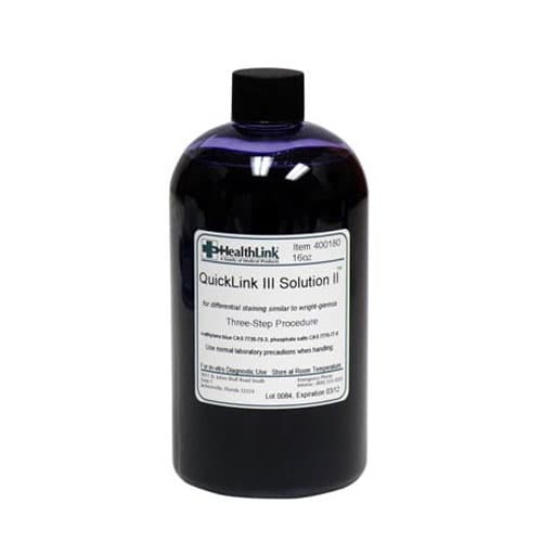 Healthlink Quicklink III Solution II Stain Solution, 16 oz. Bottle - Quicklink III, Solution II, 16 oz. Stain solution - Image 1