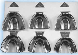 House Brand Non-Perforated Full-Arch Stainless Steel Adult Impression Trays, Set of 6 - House Brand Set of 6 non-perforated full-arch stainless steel adult impression - Image 1