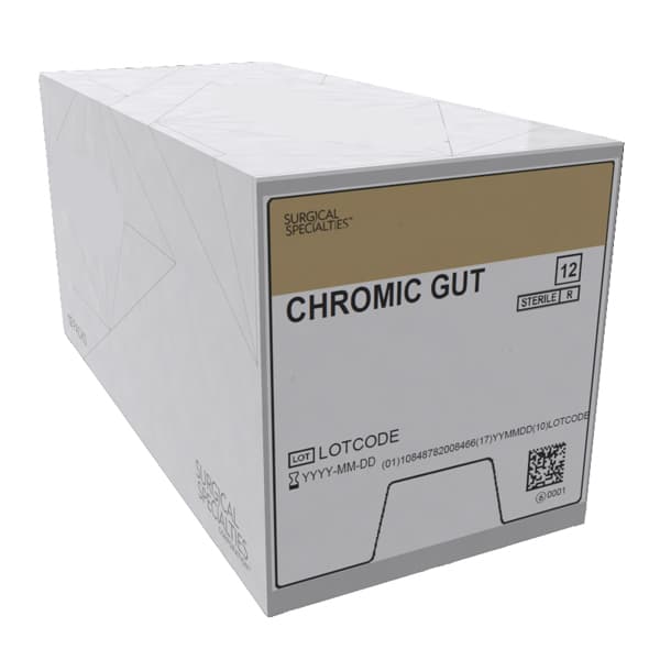 House Brand 4/0, 27" Chromic Gut Suture with C-6 Reverse-cutting 19mm Needle (3/8 Circle), Box of 12 - House Brand 4/0, 27" Chromic Gut Suture with C-6 Reverse-cutting 19mm Needle - Image 1