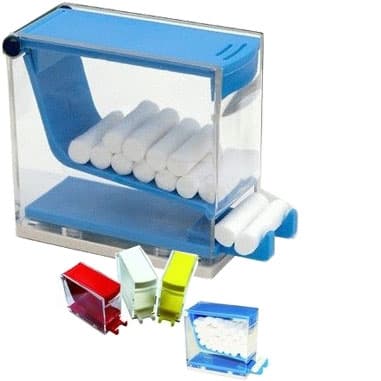 House Brand Cotton Roll Dispenser, Push Type, Blue - House Brand Cotton Roll Dispenser Push Type - BLUE. Easy to use and refill - Image 1