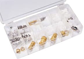 House Brand Dentist's Emergency Repair Kit for Dental Units, Assorted Fittings and Tools in Plastic Storage Box - House Brand Dentist's Emergency Repair Kit, for repair of minor problems - Image 1
