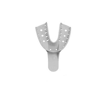 House Brand #2 Disposable Large Perforated Lower Full-Arch Plastic Impression Tray, Adult, 12/Pkg - House Brand #2 Disposable Large Perforated Lower Full-Arch Plastic Impression - Image 1