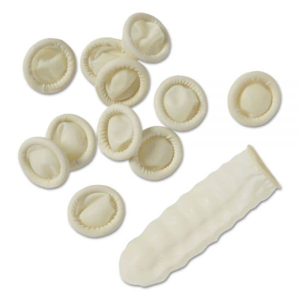 House Brand Latex Finger Cots, Size Small, Box of 144 - House Brand Size Small Finger Cots, Latex, Box of 144 - Image 1