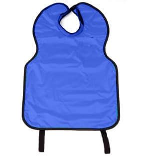 House Brand Child Lead-Free X-Ray Apron with Collar, Front Bib Style, 20" x 20", Medium Blue, 0.25 mm Lead Equivalent - House Brand Child (20" x 20") Lead-Free Apron With Collar - MEDIUM BLUE. Front - Image 1
