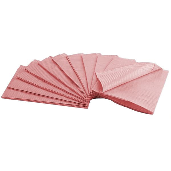 House Brand Patient Bibs, Dusty Rose, 13" x 18", 2-Ply Paper/1-Ply Poly, Plain, 500/Case - House Brand Patient Bibs DUSTY ROSE 13" x 18" 2-Ply Paper/1-Ply Poly, Plain - Image 1